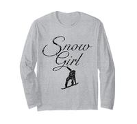 Snow Girl (Negro Vintage) Snowboard Snowboarder Manga Larga