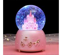 Snow Globe Crystal Ball Music Box Rotating Musical Box with Colorful Lights Castle Melody Musical Artware Dreamy and Exquisite Desktop Ornament for Gi