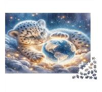 Snow Leopard Cub Rompecabezas 1000 Piezas, Cachorro de Leopardo de Las Nieves con Resplandor cósmico, Estético y Desafiante, Regalo para Mujeres y Hombres, Entretenimiento Creativo