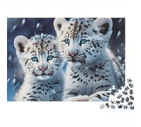 Snow Leopard Cubs Rompecabezas 1000 Piezas, Dos crías de Leopardo de Las Nieves Juntas, Estético y Desafiante, Decoración Hogar, Regalo para Mujeres y Hombres, Adultos y Niños