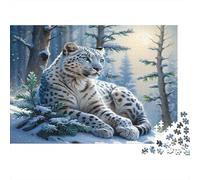 Snow Leopard in Forest Rompecabezas 1000 Piezas, Leopardo de Las Nieves en Bosque nevado, Estético y Desafiante, Decoración Hogar, Juguete Educativo, Entretenimiento Creativo