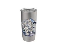 Snow Leopard Mountain Wild Winter Nature Art Vaso térmico de acero inoxidable de doble pared