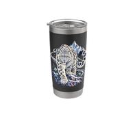 Snow Leopard Mountain Wild Winter Nature Art Vaso térmico de acero inoxidable de doble pared