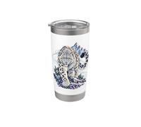 Snow Leopard Mountain Wild Winter Nature Art Vaso térmico de acero inoxidable de doble pared