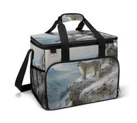 Snow Leopard on A Mountain Ledge - Bolsa térmica para camping, enfriadores de playa, portátiles a prueba de fugas, con correa para el hombro