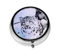 Snow Leopard, pastillero, pastillero cuadrado para bolsillo o monedero, pastillero pequeño, organizador de pastillas de viaje