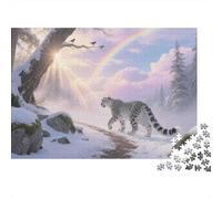 Snow Leopard Walk Rompecabezas 1000 Piezas, Leopardo de Las Nieves Caminando en la Nieve, Estético y Desafiante, Regalo para Familiares y Parejas, Decoración Hogar, Adultos y Niños