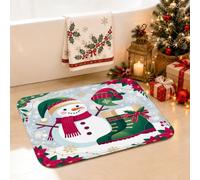Snow Man - Alfombra de baño de Navidad para invierno, 20 x 32 pulgadas | Botas de invierno, alfombrilla de baño, flor de pascua, decoración de temporada, accesorio de baño, ilustración elegante