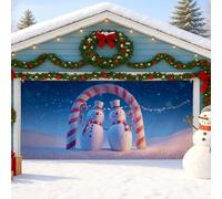 Snow Man - Cubierta de puerta de garaje de Navidad, decoración navideña de invierno en el país de las maravillas, decoración festiva de 7 x 8 pies, decoración festiva al aire libre para fiesta de