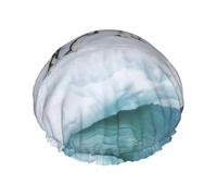 Snow Mountain - Gorros de ducha para mujer, elásticos y reutilizables, doble capa impermeable, gorros de ducha de baño