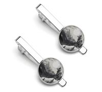 Snow Mountain Lone Wolf - Juego de clips de corbata personalizados para hombres, diseños de moda de negocios, barra de corbata para boda, aniversario de negocios