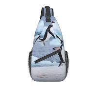 Snow Mountain Penguin Men's Sling Backpack, Travel Hiking Day Bag Crossbody Shoulder Bag.