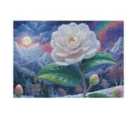 Snow Mountain White Camellia Puzzles 300 Piezas Estera Portátil Familiar Rompecabezas para Adultos Aliviar Estrés 3D Maquetas Construir DIY Moderno 300 PCS