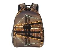 Snow Night Santa and Deer - Mochila unisex ligera para ocio, adecuada para viajes, oficina de negocios o universidad, New York Manhattan Bridge Night, Talla única