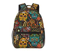 Snow Night Santa and Deer - Mochila unisex ligera para ocio, adecuada para viajes, oficina de negocios o universidad, Estampado de calaveras de azúcar, Talla única