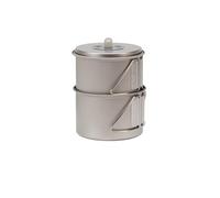 Snow Peak Juego de Cocina de Titanio Mini Solo Combo, Titanio japonés, Ultraligero y Compacto para Acampar y mochileros, Plata, Maceta: 10,8 x 13 cm, Taza: 10,9 x 7,1 cm, almacenado: 11 x 13 cm