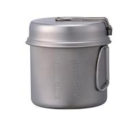 Snow Peak Trek - Juego de cocina de titanio ultraligero apilable con olla y tapa convertible en sartén, asas plegables con bolsa de transporte de malla, adecuado para acampar y al aire libre