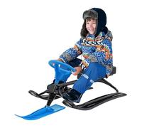 Snow Racer Sled 114 × 50 × 38 cm, trineo de nieve con volante y frenos dobles, superficie antideslizante robusta, para niños y adultos, 100 kg, color azul