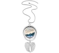 Snow ry Science Nature Scenery - Colgante con alas de ángel giratorio, joyería