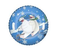 Snow Tube - Double Handle Heavy Duty Inflatable Winter Sled Tube | Thickened PVC Polar Bear Design Snow Tubbe For Kids Girls Boys Teens Family Outdoor Backyard Park Camping Cold Weather Skiing Fun Toy