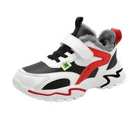 Snowboard Bindung Boys' Spring Autumn And Winter Leather And Cotton Warm Adjustable Shoelaces Casual Sports Shoes For Middle & Large Children, rojo, 31 EU