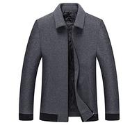 Snowboard Hombre - Chaqueta de invierno para hombre, abrigo de lana, chaqueta de solapa, informal, negocios, ropa de hombre, gris, L