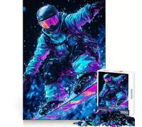 Snowboarder con Luces de neón, Rompecabezas de 1000 Piezas para Adolescentes Fortalece la Memoria, Calma, relaja, Bordes Suaves Regalo increíble (50x75cm)