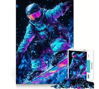 Snowboarder con Luces de neón, Rompecabezas de 1000 Piezas para Adolescentes Fortalece la Memoria, Calma, relaja, Bordes Suaves Regalo increíble (50x75cm)