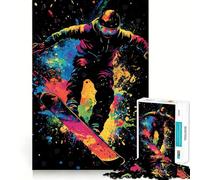 Snowboarder en acción, Rompecabezas de 1000 Piezas para Adultos, Juguete de lógica Mental, Serene Time, Corte Firme, (38x26cm)