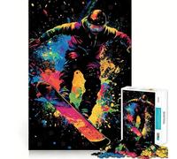 Snowboarder en acción Rompecabezas difícil para Adultos 1000 Piezas Mejora la Memoria Relaja la Mente Bordes Afilados Regalo Elegante (50x75cm)