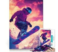 Snowboarder en el Aire contra la montaña Rompecabezas de 1000 Piezas para Adultos Juego Mental Pasatiempo en casa Borde Limpio Un Regalo Encantador (50x75cm)