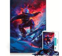 Snowboarder en los Alpes Rompecabezas de 1000 Piezas para Adolescentes Fortalece la Memoria Calma Relajación Bordes Suaves Regalo increíble (50x75cm)