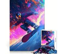 Snowboarder en neón Brillante Rompecabezas de 1000 Piezas para Adolescentes Juego de lógica Tiempo cálido Colección de Piezas de Arte de Corte preciso (50x75cm)