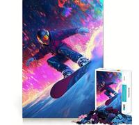 Snowboarder en neón Brillante Rompecabezas de 1000 Piezas para Adolescentes Juego de lógica Tiempo cálido Colección de Piezas de Arte de Corte preciso (50x75cm)