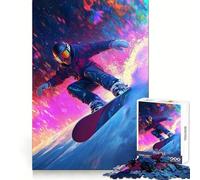 Snowboarder en neón Brillante Rompecabezas para Adultos 1000 Piezas Juguete de lógica Mental Diversión Relajante Corte Firme Sorpresa cálida (38x52cm)