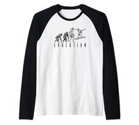 Snowboarder Snowboard Evolución Hombre Divertido Mono Neandertal Camiseta Manga Raglan