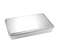 snowchecking Bandeja de tiramisú de acero inoxidable con tapa, bandeja rectangular para hornear pasteles, para almacenamiento en refrigerador, plato cuadrado profundo, para lasaña y postres, plata (44