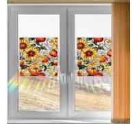 snowchecking Calcomanías estáticas de PVC para ventanas que simulan vidrieras tradicionales con imágenes de flores y pájaros para aplicaciones de vidrio en interiores (A)