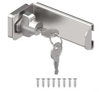 snowchecking Cerrojo de puerta de 90 grados, cerradura de puerta corrediza de granero en ángulo recto para puerta, acero inoxidable resistente con 2 llaves, fácil instalación (plateado)