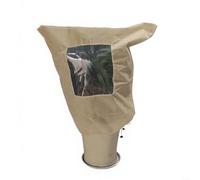 Snowchecking Cubierta de protección contra heladas de plantas de invierno en tela no tejida beige con cremallera, cordón y ventana transparente, funda a prueba de frío para plantas de jardín al aire