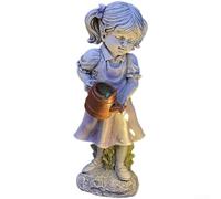 snowchecking Estatua solar decorativa al aire libre de la muchacha de la resina con el hervidor, iluminación del paisaje del LED