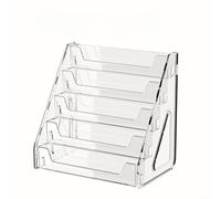 Snowchecking Juego de 2 soportes de exhibición de tarjetas de acrílico transparente de 5 niveles, organizador de mesa para tarjetas de felicitación, postales y tarjetas coleccionables (dos piezas)