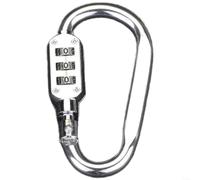 snowchecking Mosquetón de aleación de aluminio en forma de D, cerradura de combinación, clip de mochila para equipo de viaje, casco, cesta de bicicleta: código reajustable de 3 dígitos, resistente al