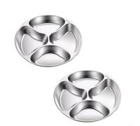 snowchecking Paquete de 2 platos de guarnición de acero inoxidable con divisores, bandeja de partición resistente al calor de 24 cm para preparar alimentos, servir y comer organizado, color plateado