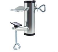 Snowchecking Soporte para sombrilla de balcón, soporte de metal ajustable para sombrilla para poste de 1.5 pulgadas, se adapta a barandillas de hasta 6.6 cm, soporte de sombrilla de patio base redonda