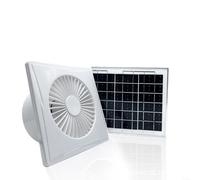 Snowchecking Ventilador de ventilación solar de 8 pulgadas con batería de litio, flujo de aire silencioso de 40 DB, para invernadero, granero, gallina o casa de mascotas, color blanco