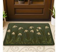 Snowdrop - Tapete de bienvenida para puerta de bienvenida con diseño de pasto de helecho natural, primavera verde primavera, antideslizante, para decoración de suelo al aire libre, puerta delantera