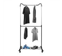 SNOWDVANCE Perchero Burro Multifuncional - Burro Ropa Metal con 1 Nivel de Zapatero, Resistente y Portátil con Ruedas, Estante de Almacenamiento 77cm X 37cm X 162cm (Largo x Ancho x Alto)