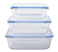 SNOWDVANCE Taper Cristal - Fiambreras Herméticas Vidrio para Alimentos, Almacenaje Cocina con Tapa Ahorra Espacio, sin BPA - Pack 3