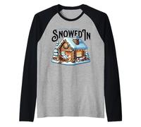 Snowed In Mountain House Cozy Snowman Disfraz de Navidad Camiseta Manga Raglan